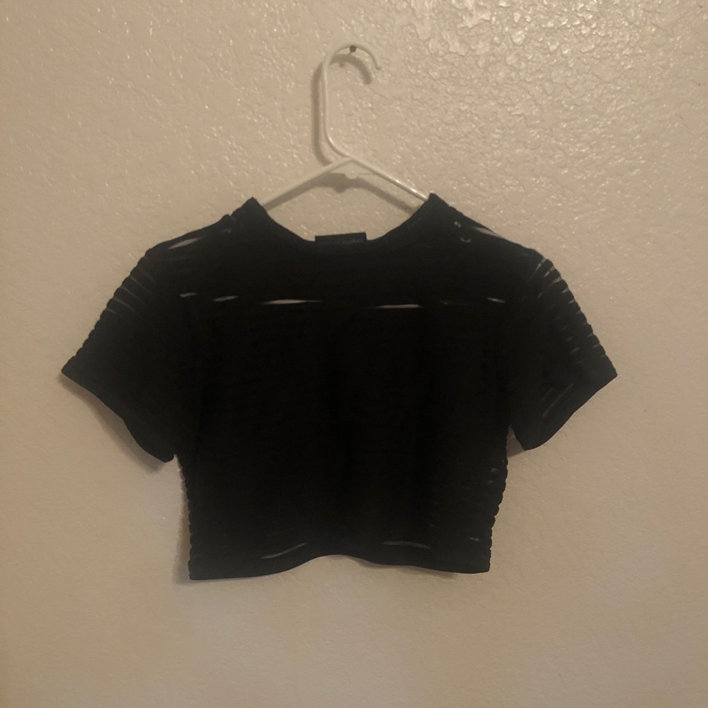 Black Mesh Crop Top